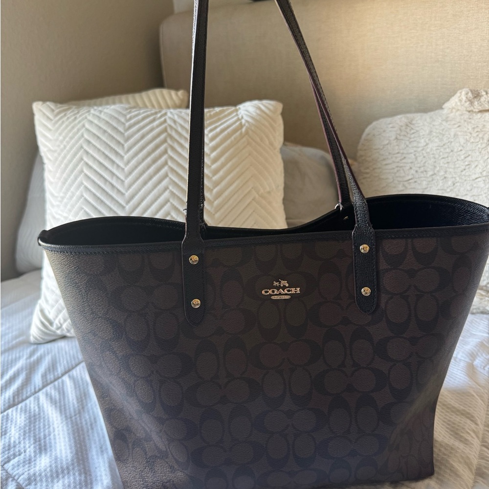 Coach Dark Brown Signature Tote